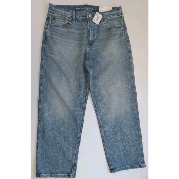 NWT American Eagle Strigid Bandana Print LowRise Ex-Boyfriend Jeans Size 8 Short - Picture 2 of 10